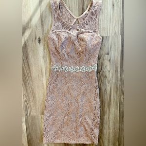 Backless Lace Nude/Pink Dress